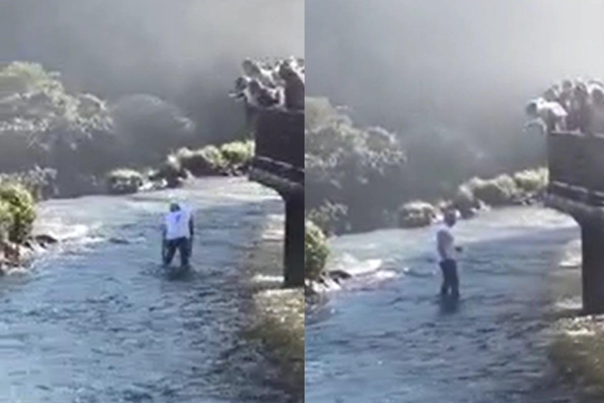 Ins&oacute;lito episodio: un turista se tir&oacute; al agua en medio de las Cataratas del Iguaz&uacute; para recuperar su celular