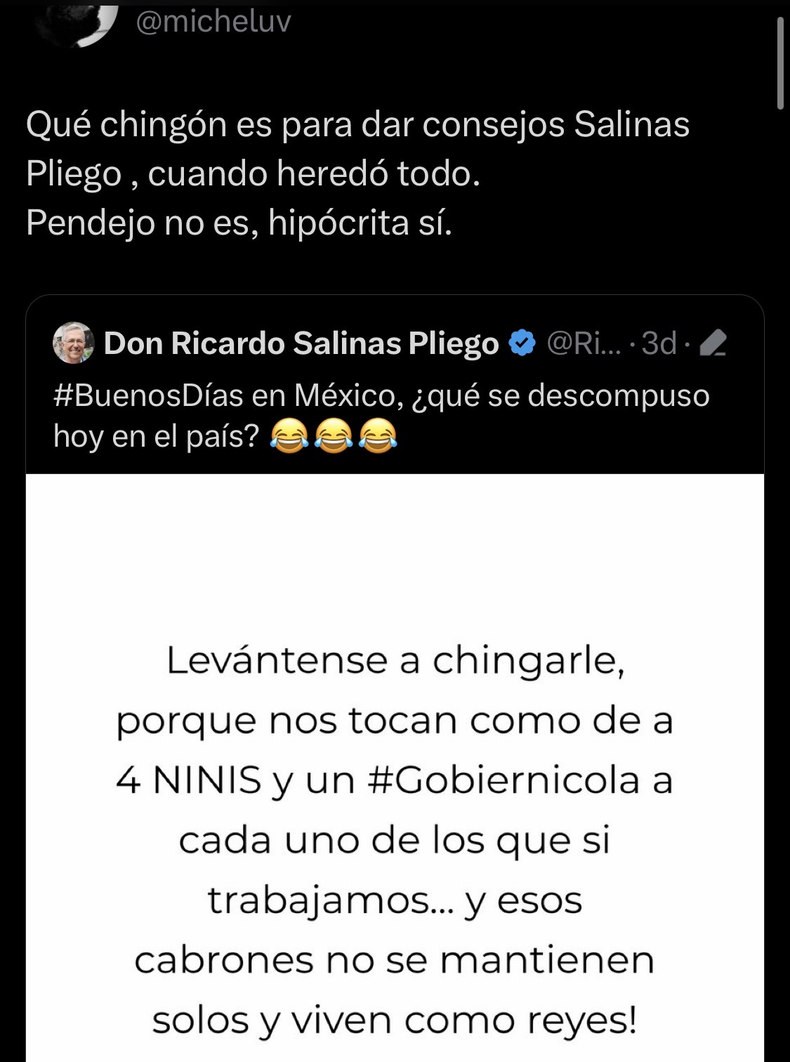 The Mexican tycoon Ricardo Salinas Pliego generates controversy on Twitter for his response to criticism