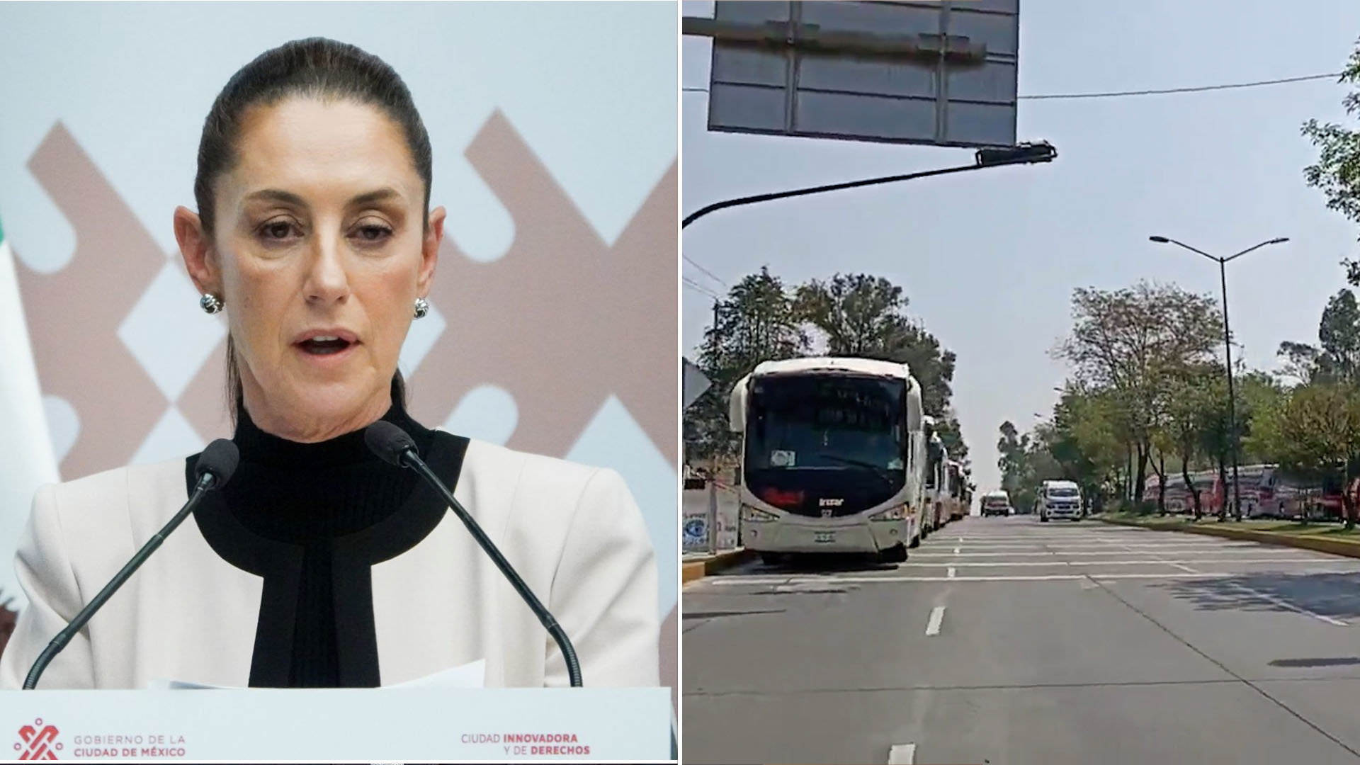 Visita de Sheinbaum a Puebla desató caos vial por camiones con “acarreados”, denunciaron en redes