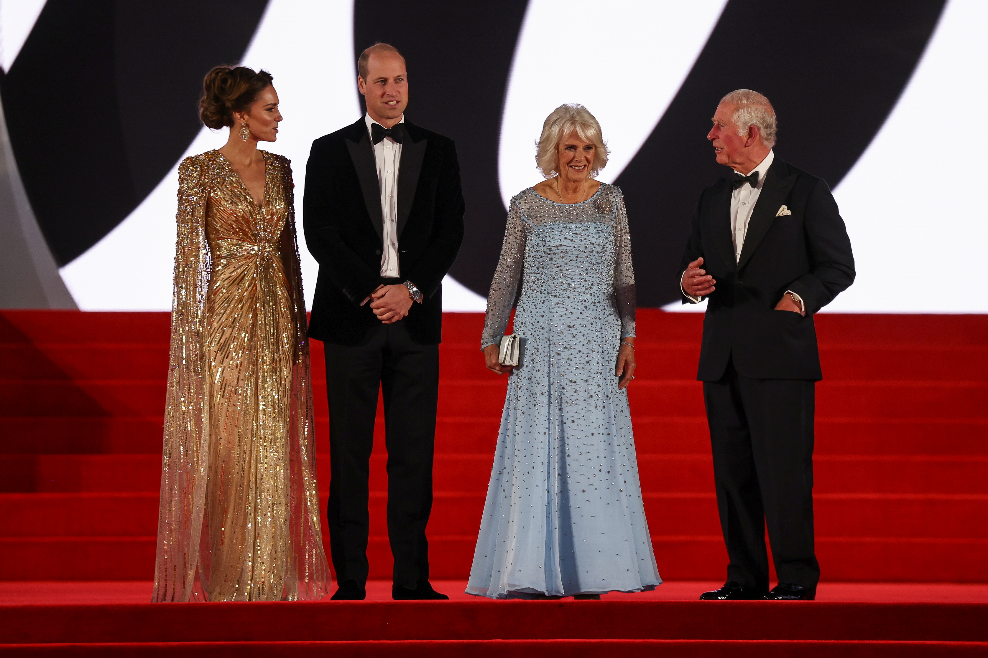 The Duke and Duchess of Cambridge with Carlos and Camilla at the premiere of "no time to die" in London (Reuters)