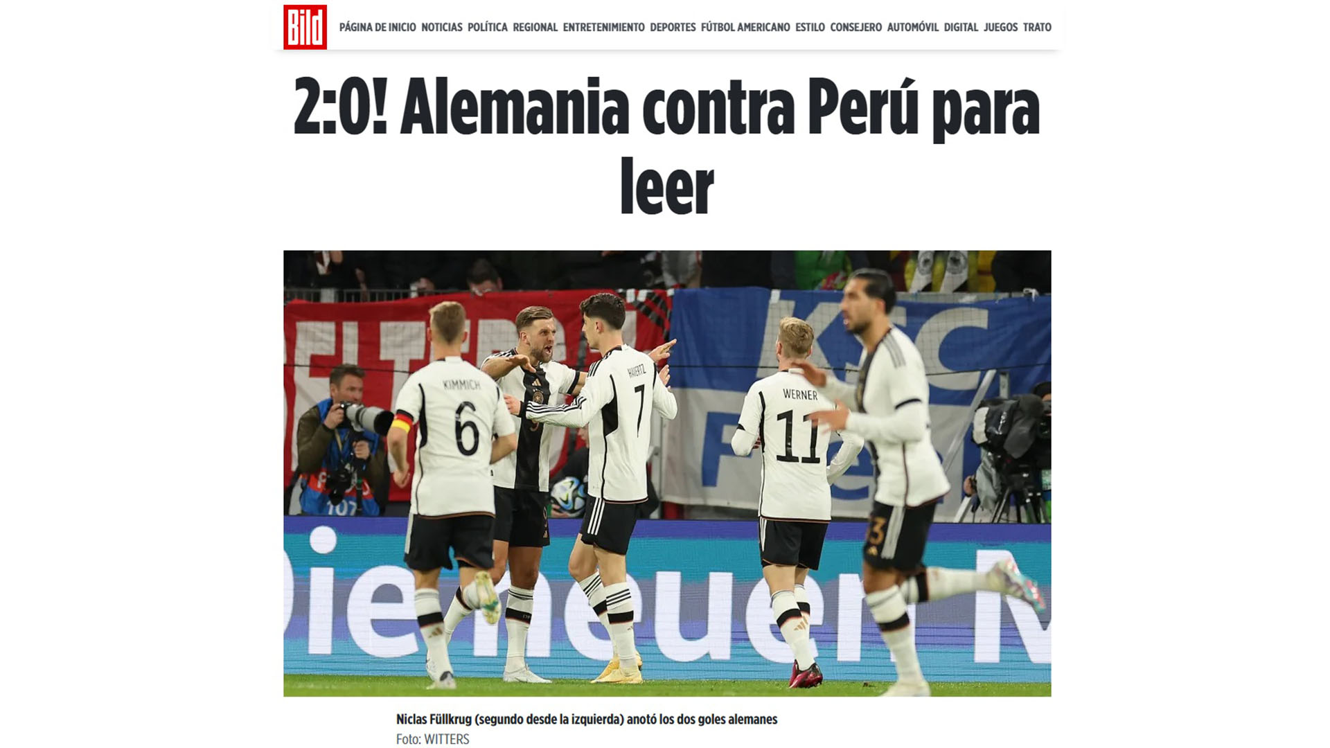 Así tituló Bild al Perú vs Alemania.