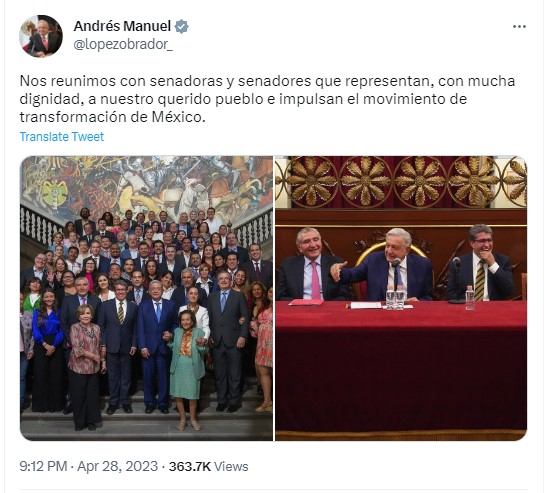 Captura de pantalla Twitter de Andrés Manuel López Obrador.
(@lopezobrador)