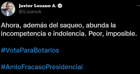 Javier Lozano pidió a la ciudadanía votar para sacar a Morena del poder (Foto: Twitter/@JLozanoA)