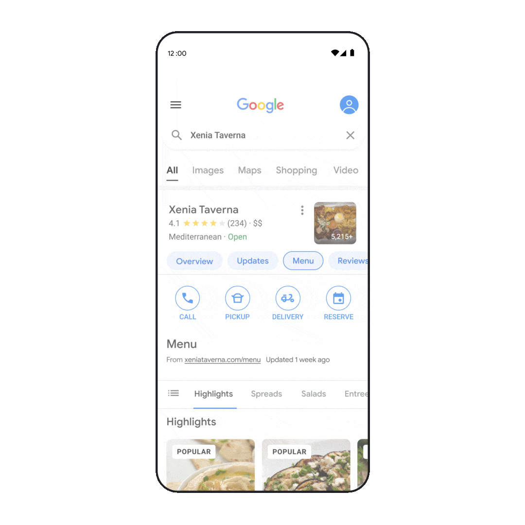 Google le permite ver los menús de los restaurantes a través de la búsqueda.  (Google)