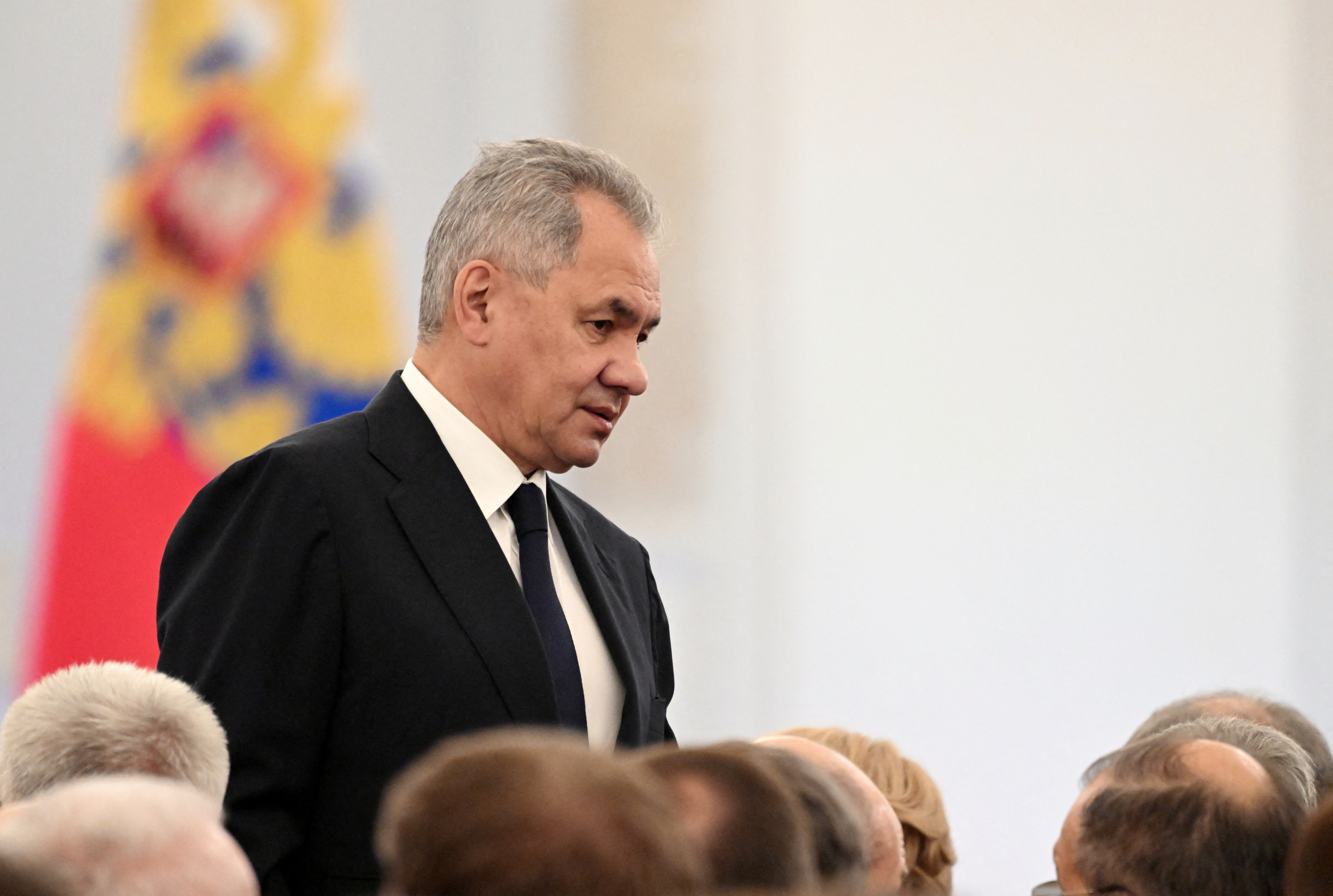 El ministro de Defensa ruso, Sergei Shoigu, asiste a una ceremonia para declarar la anexión de los territorios controlados por Rusia de cuatro regiones ucranianas de Donetsk, Luhansk, Kherson y Zaporizhzhia