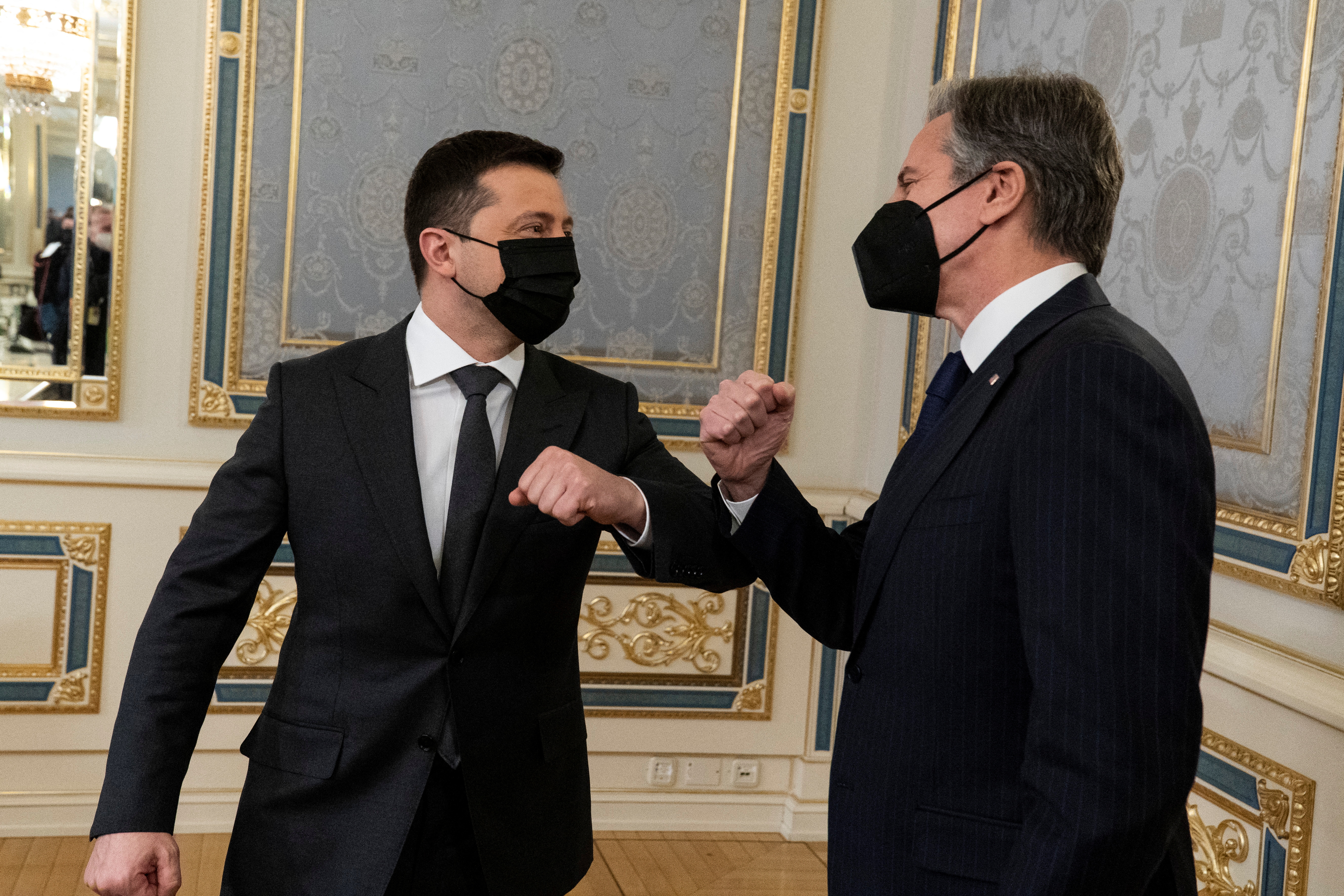 El presidente ucraniano Volodimir Zelinsky y el secretario de Estado norteamericano, Antony Blinken (Reuters)