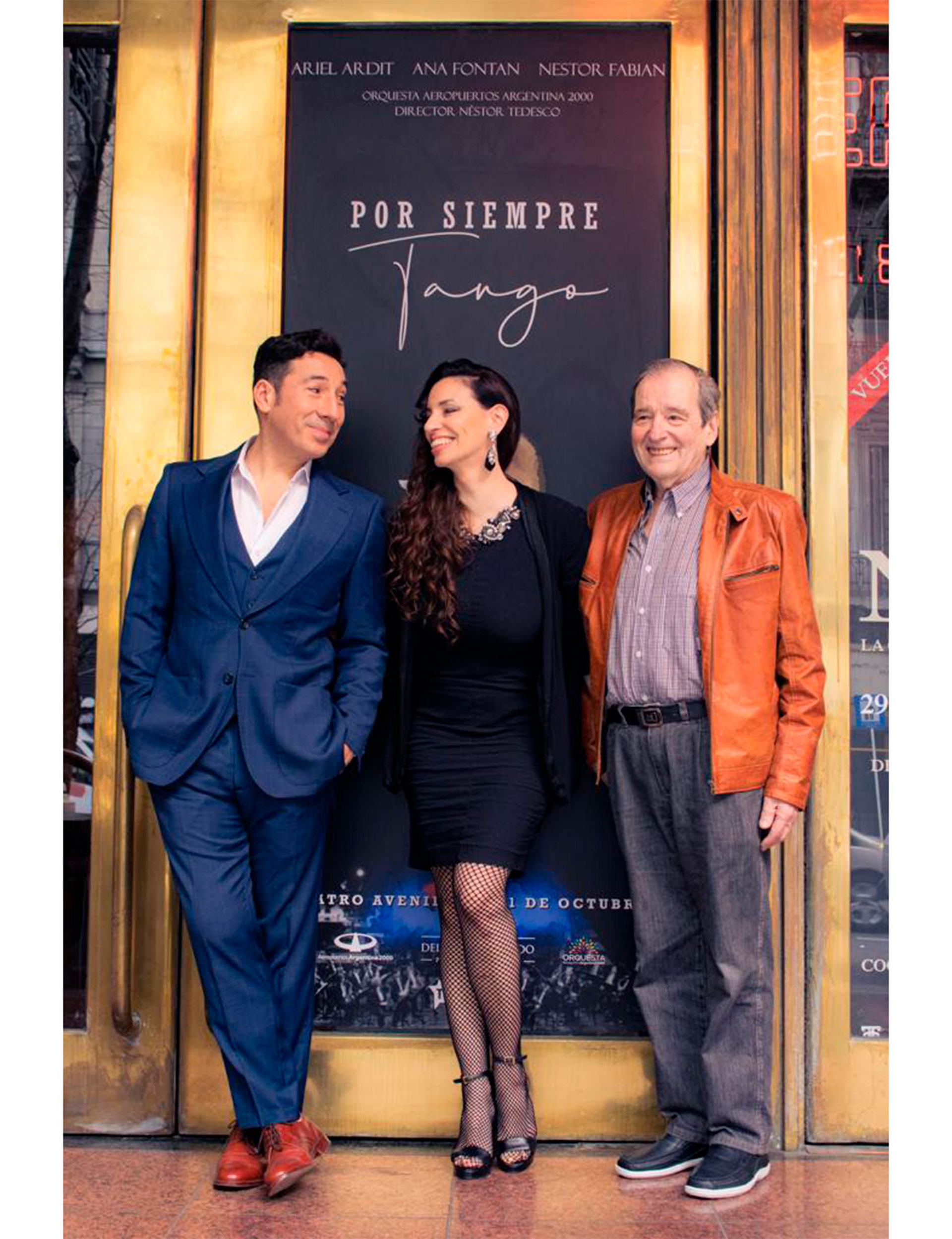 De izquierda a derecha: Ariel Ardit, Ana Fontán y Néstor Fabián, protagonistas del "Por siempre tango" que se presenta el sábado 1, viernes 7 y sábado 8 de octubre en el Teatro Avenida