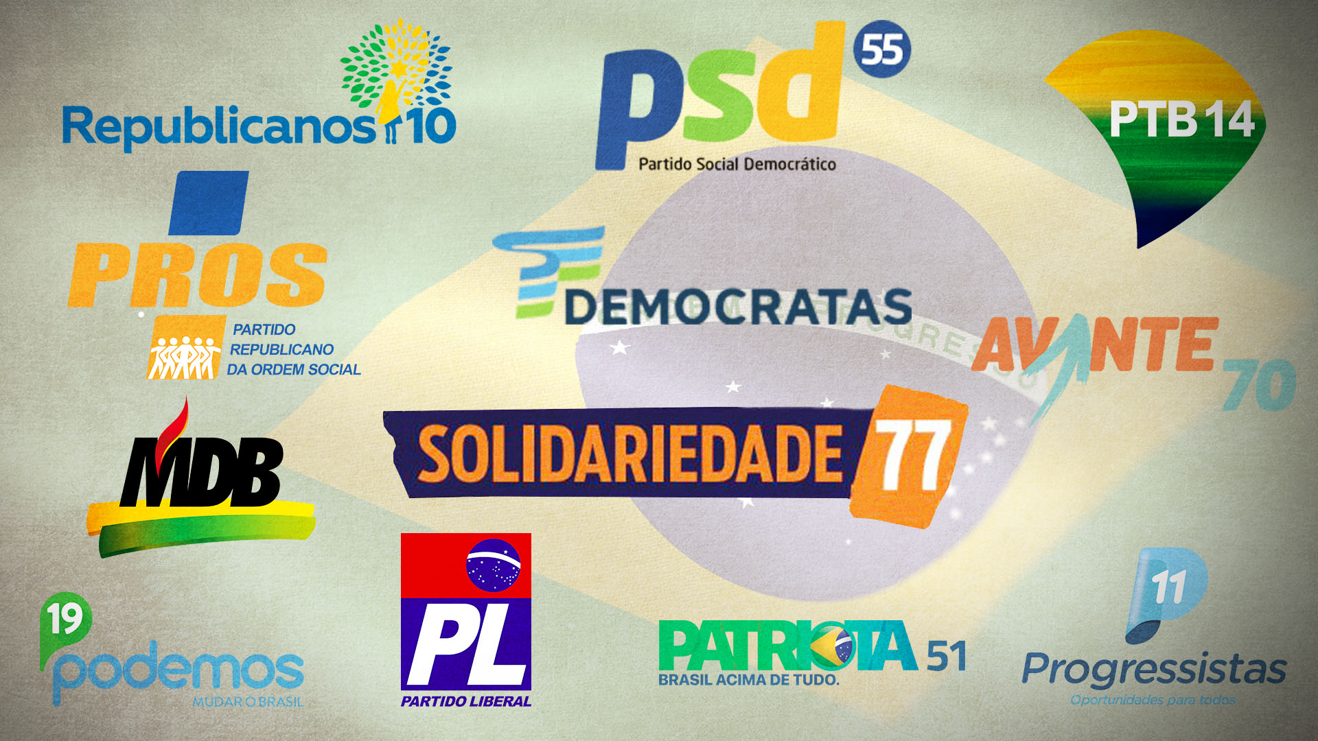 Los logos de algunos de los partidos asociados al Centrão en Brasil
