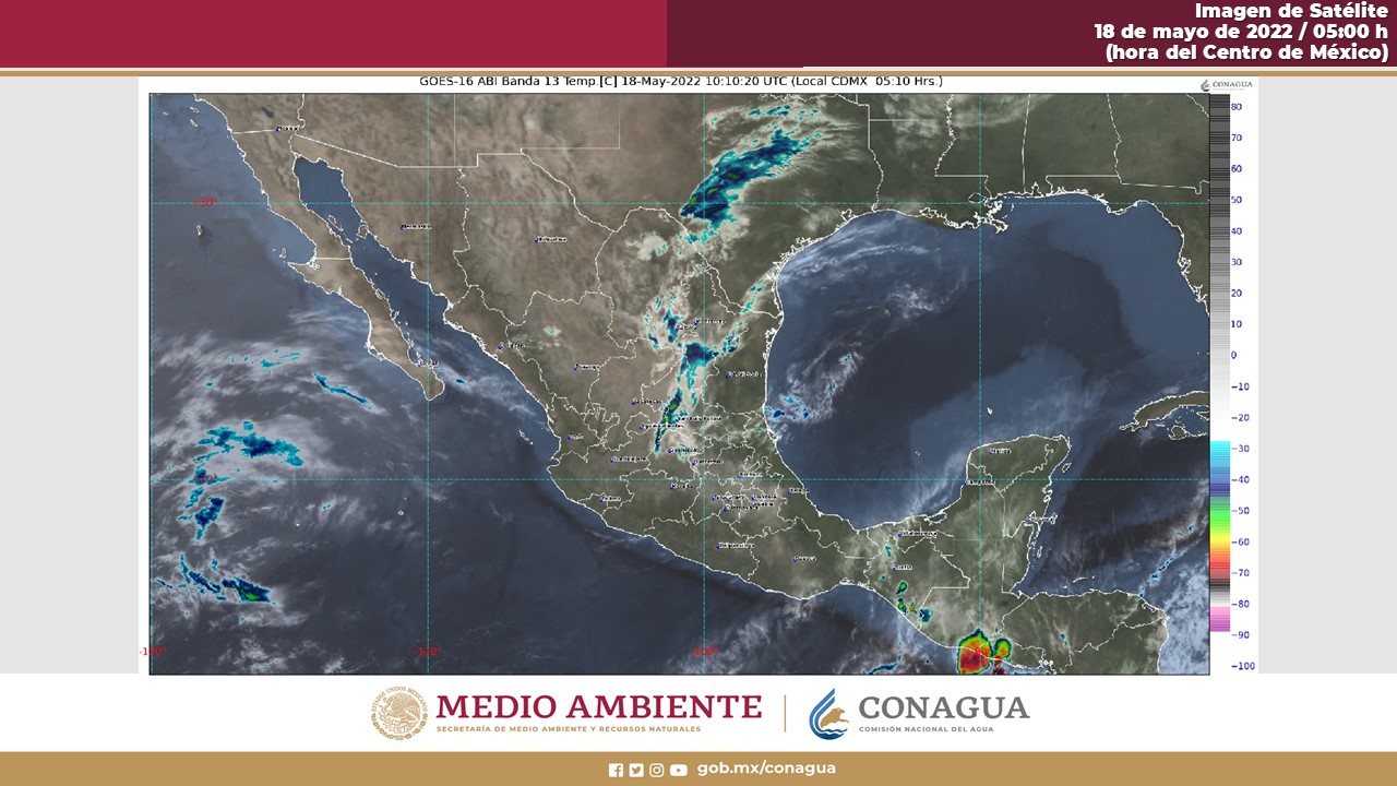 Clima en México para el 18 de mayo de 2022. Foto: @conagua_clima