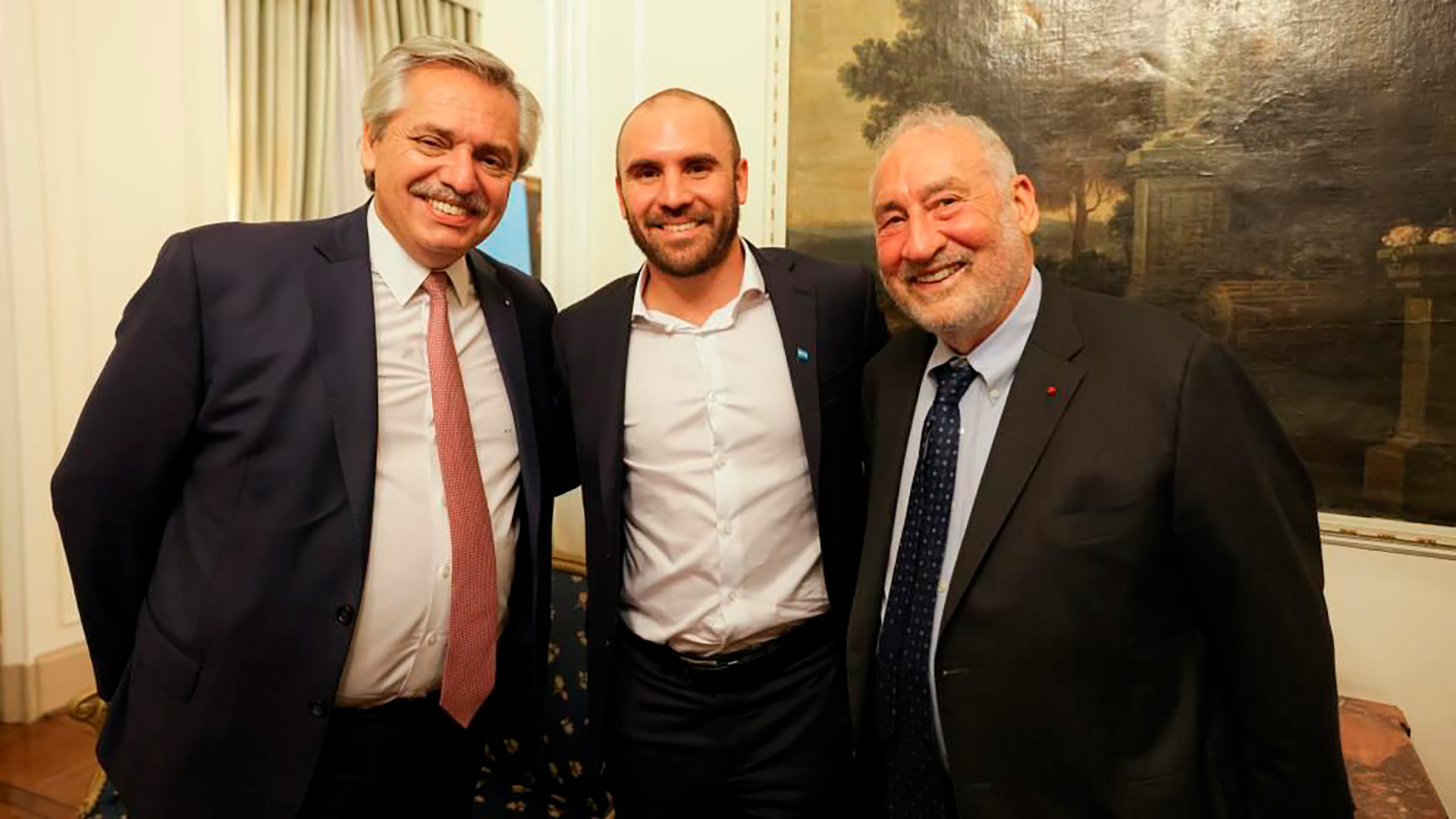 Alberto Fernández, Martín Guzmán y el premio Nobel, Joseph Stiglitz