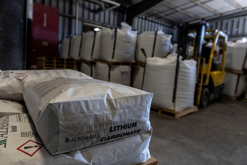 Sacks of lithium carbonate (REUTERS / Carlos Barría)