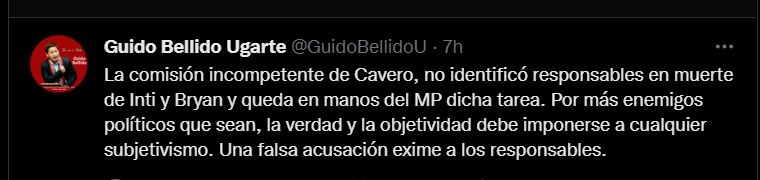 Twitter de Guido Bellido.
