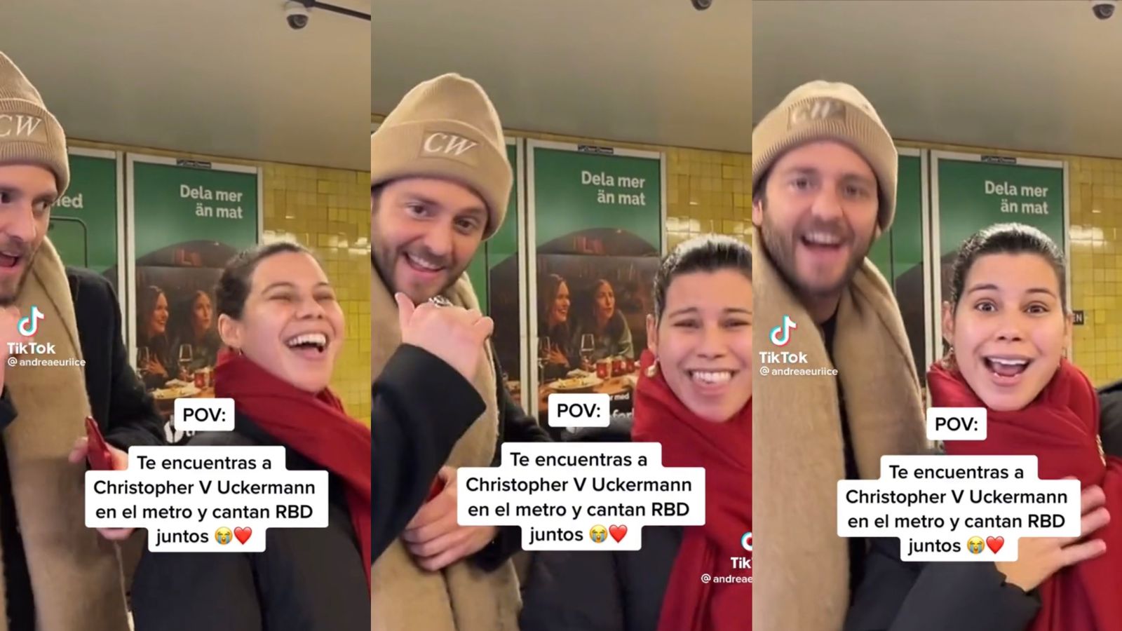 Christopher Uckermann y RBD llegan a Suecia: así fue palomazo con una fan en el metro