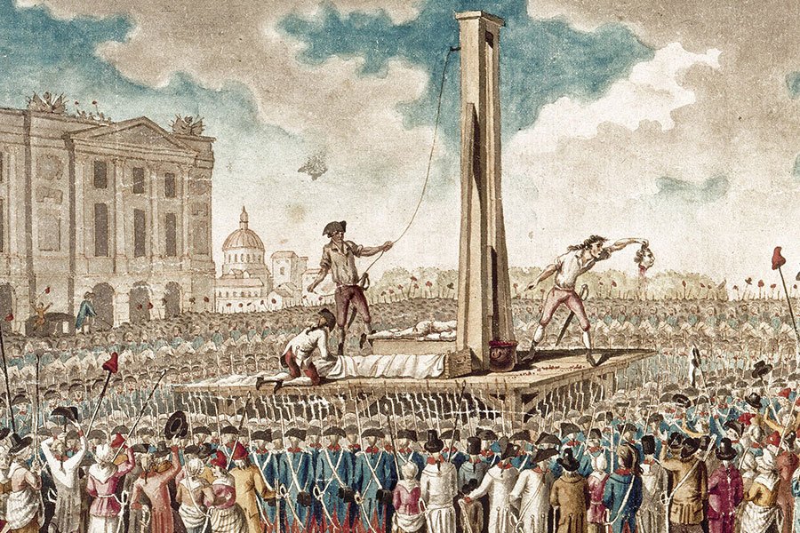 La guillotina, un método de decapitación históricamente asociado a la Revolución Francesa. Buenos Aires también ha sido escenario de numerosos degüellos.