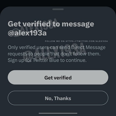 Twitter solo permitirá que los mensajes directos sean enviados a cuentas a las que se siga. (Twitter/@alex193a)