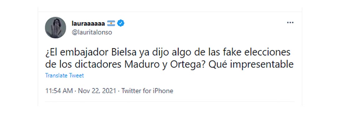 Laura Alonso fue otra de las que se expresó en contra de los dichos de Bielsa