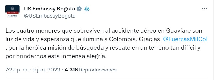 La Embajada de Estados Unidos felicitó a las fuerzas militares