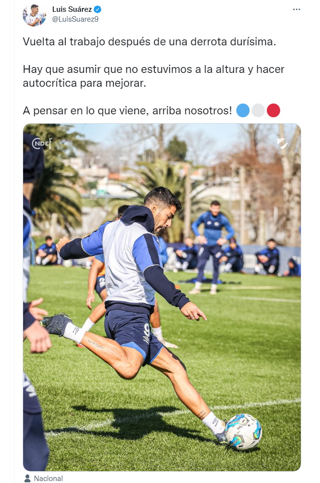 La fuerte autocrítica de Luis Suárez tras quedar eliminado con Nacional de la Copa Sudamericana (Instagram)