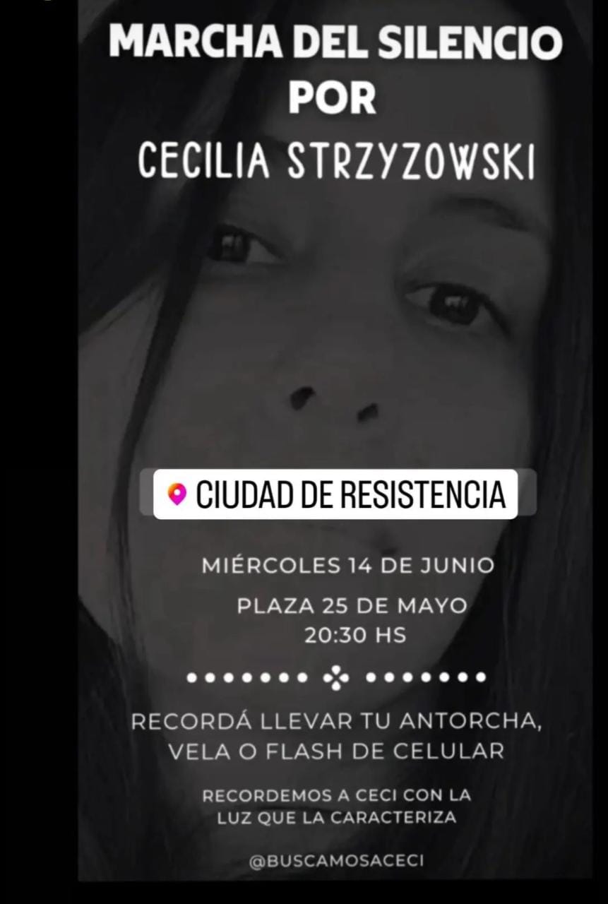 El flyer que ya circula en redes para convocar a la marcha del silencio por Cecilia Strzyzowski