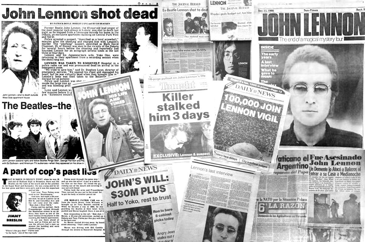Las tapas de los diarios que dieron cuenta del asesinato de Lennon y siguieron la causa por su crimen.