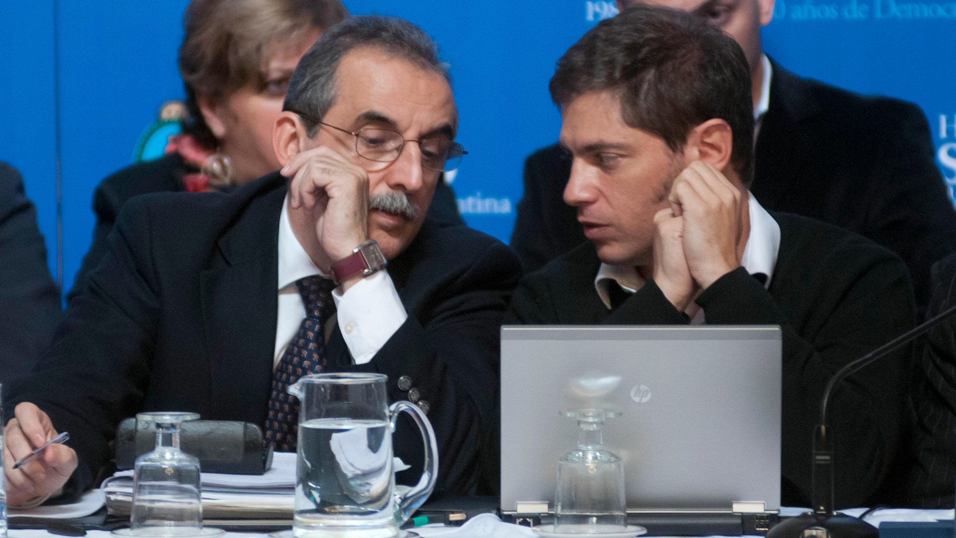 Axel Kicillof y Guillermo Moreno durante la intervención del Indec