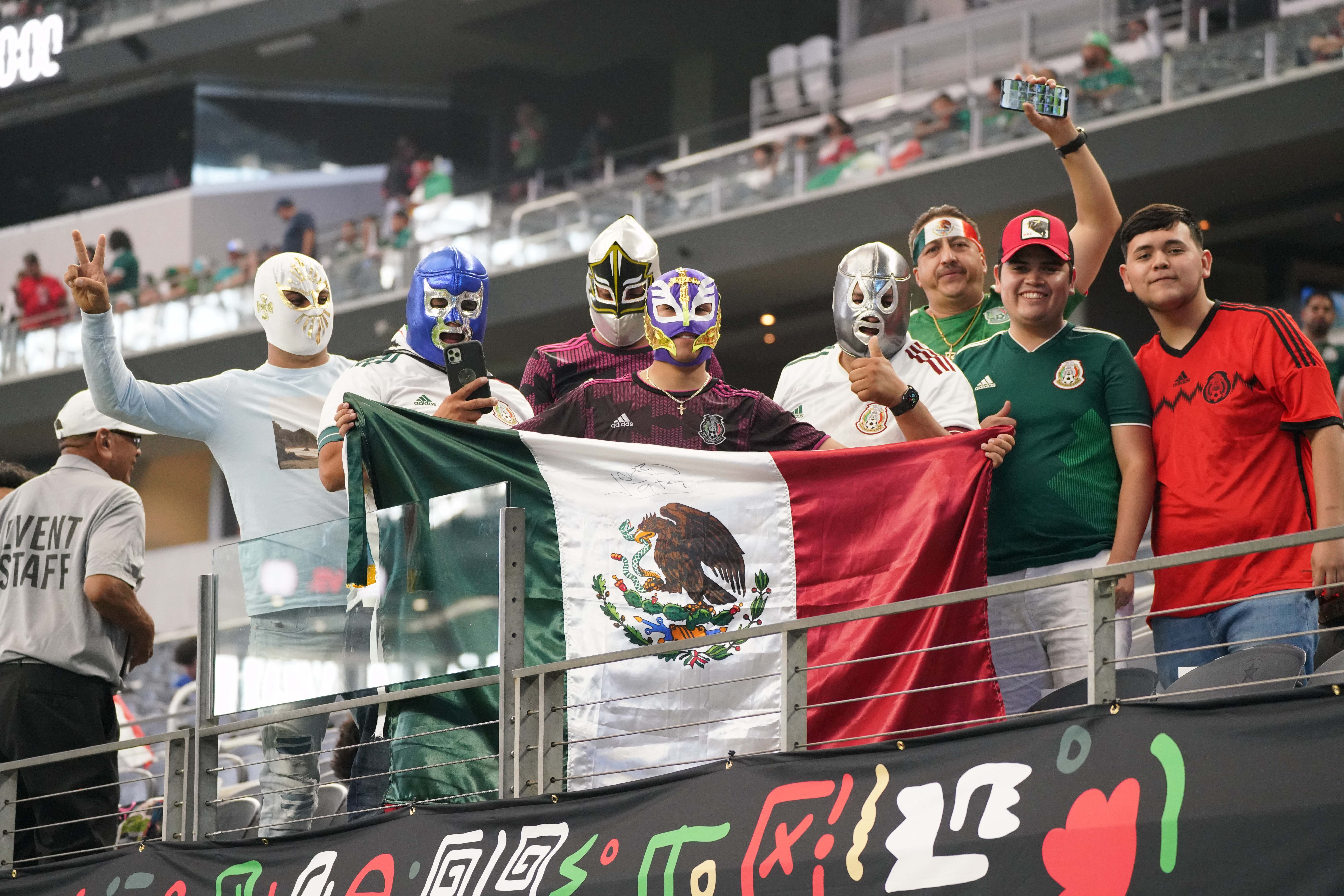 May 28, 2022; Arlington, TX, USA; Fans cheer at an international friendly match featuring Mexico and Nigeria at AT&T Stadium. Mandatory Credit: Chris Jones-USA TODAY Sports
