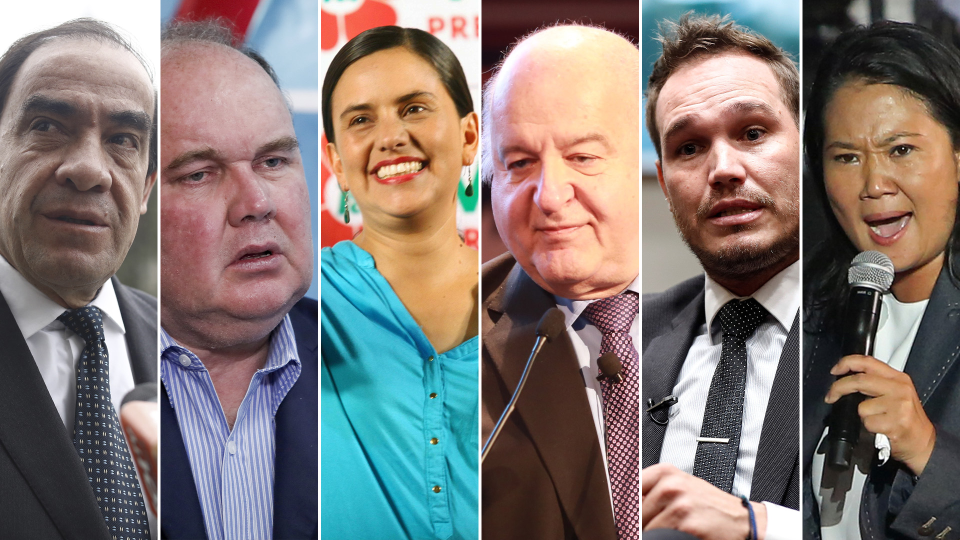Seis de los principales candidatos que pugnan por pasar a la segunda vuelta en Perú
