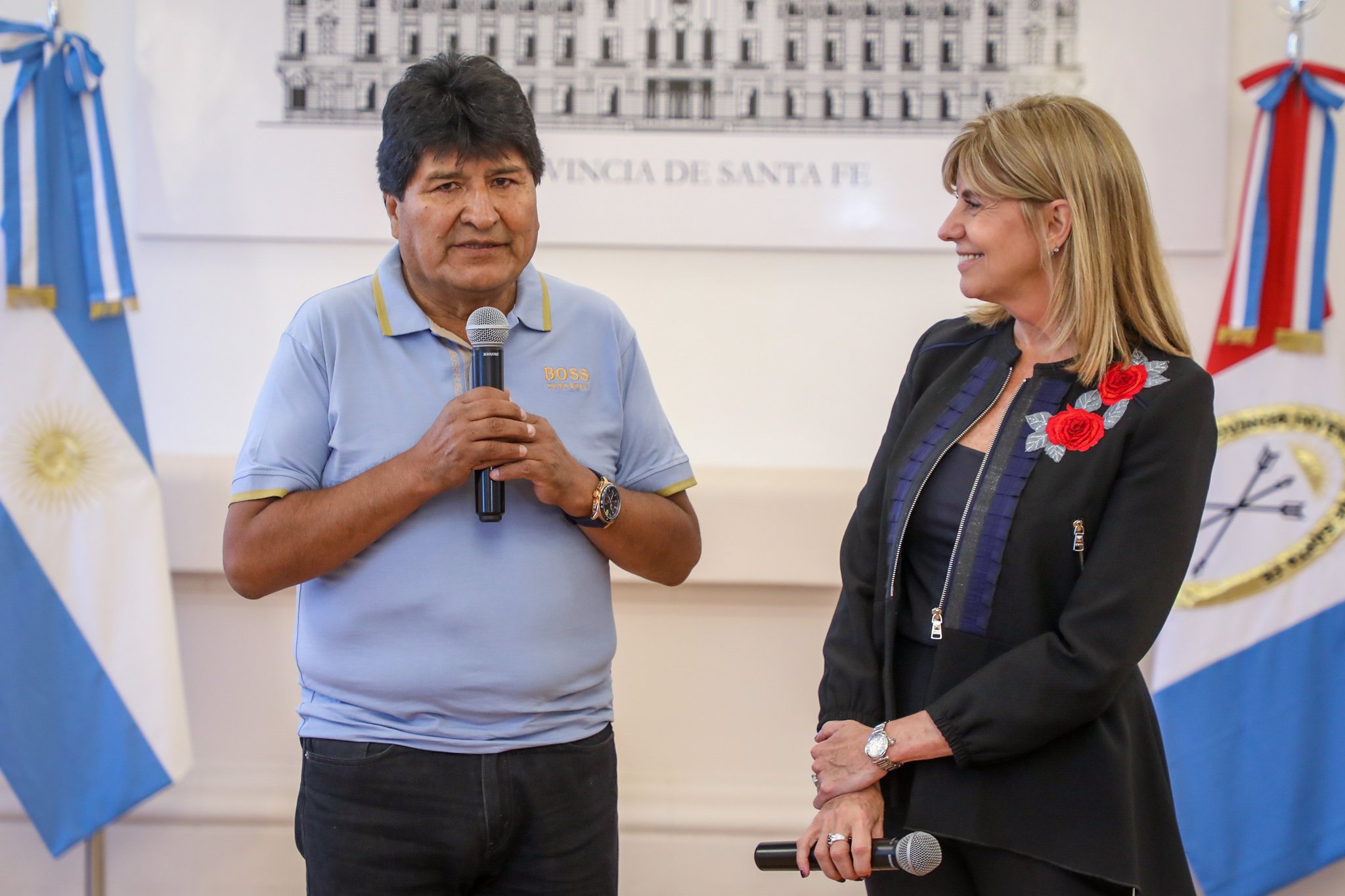 Evo Morales estuvo reunido al mediodía en Santa Fe con la vicegobernadora Alejandra Rodenas.