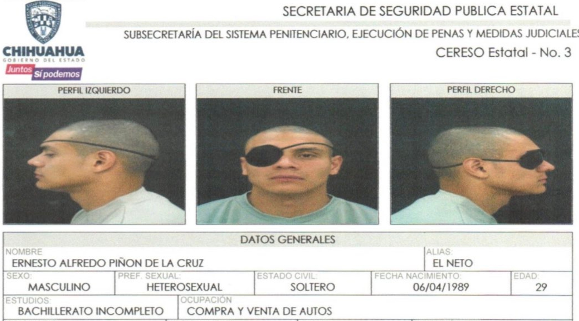 "the net" entered the Ciudad Juárez prison in June 2017 for the crime of kidnapping.  (Special)