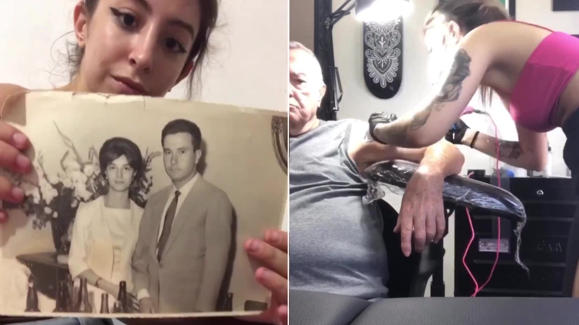 El pedido viral de un abuelo a su nieta: el tatuaje de la cara de su esposa fallecida
