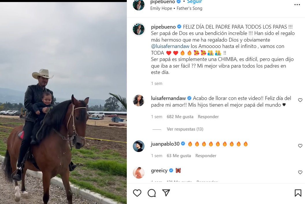 Pipe Bueno: “Ser papá de dos es una bendición increíble”. Foto: Instagram @pipebueno