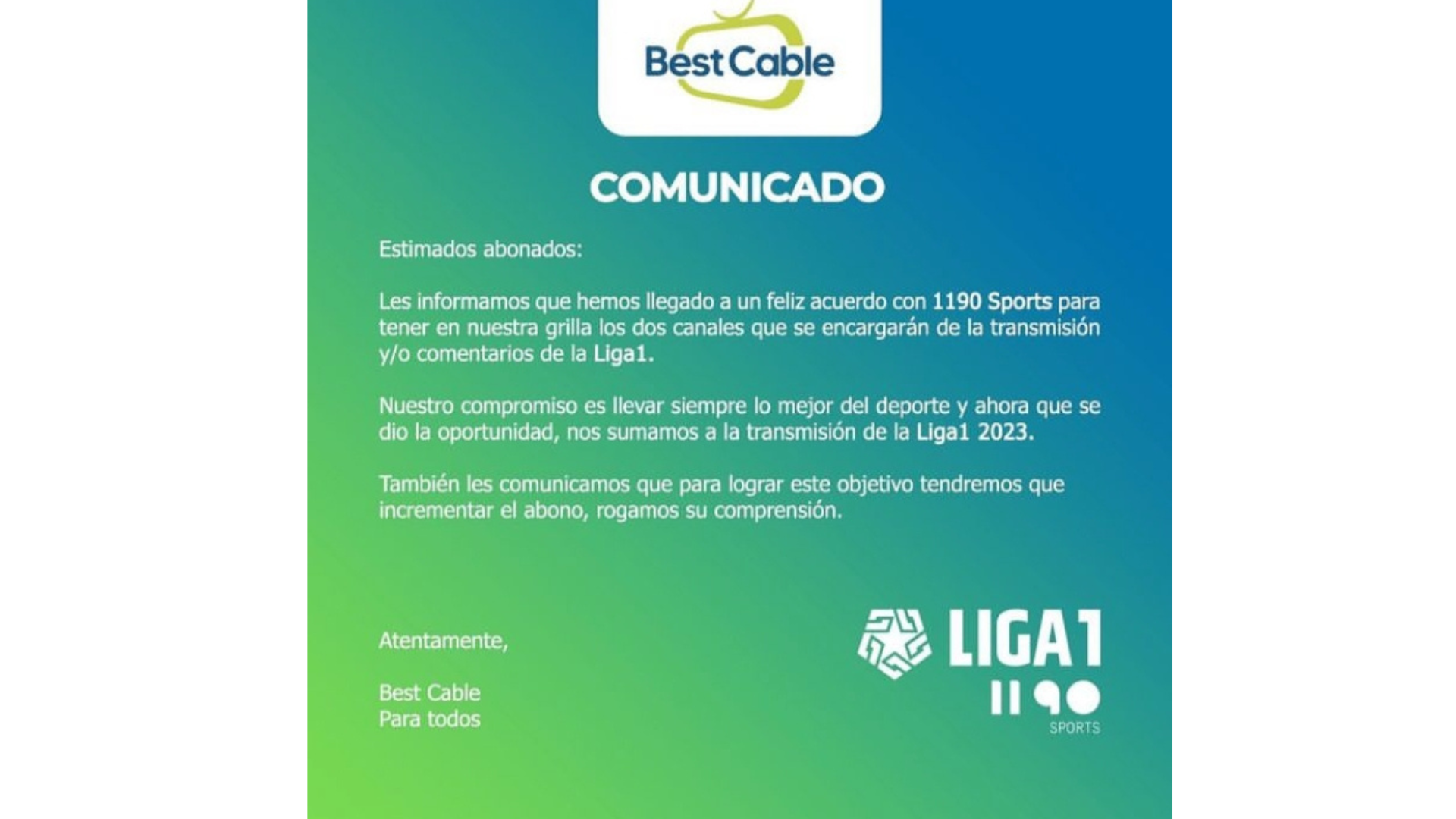 Best Cable Transmitirá La Liga 1 2023 Tras Acuerdo Con 1190 Sports Infobae