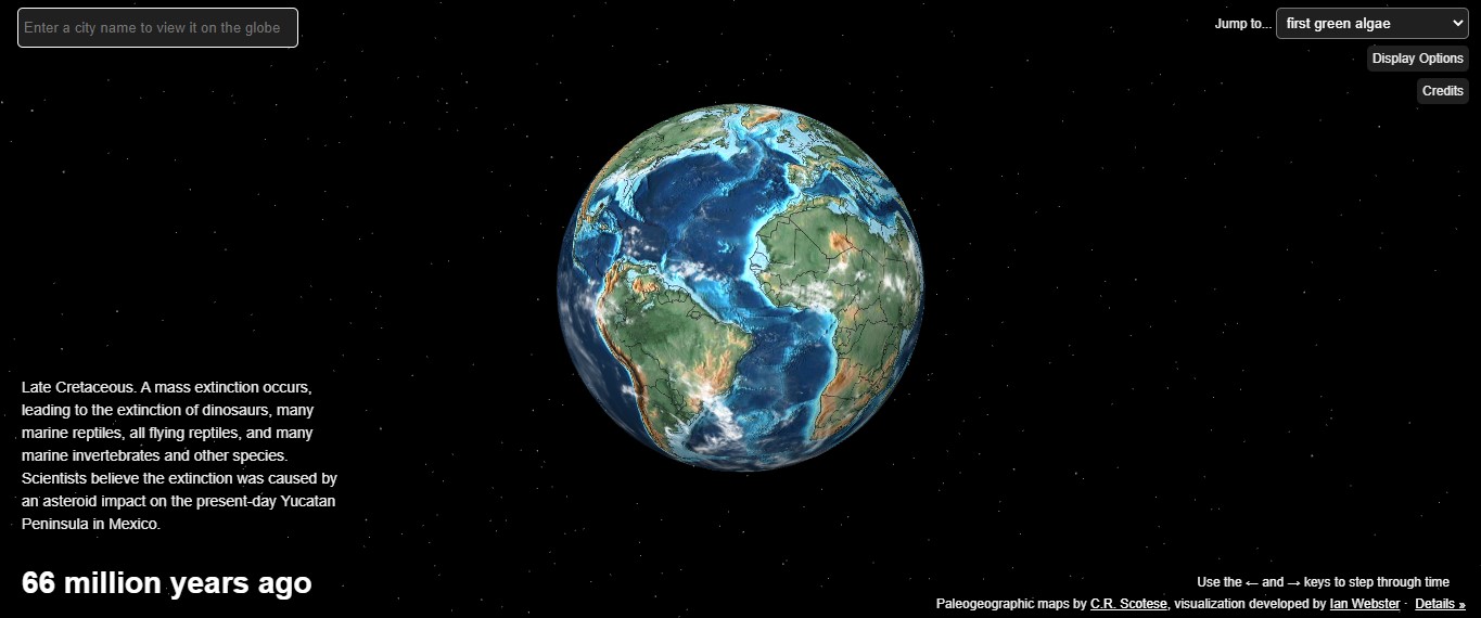 Este mapa muestra cómo era la Tierra y cada país en la época de los dinosaurios