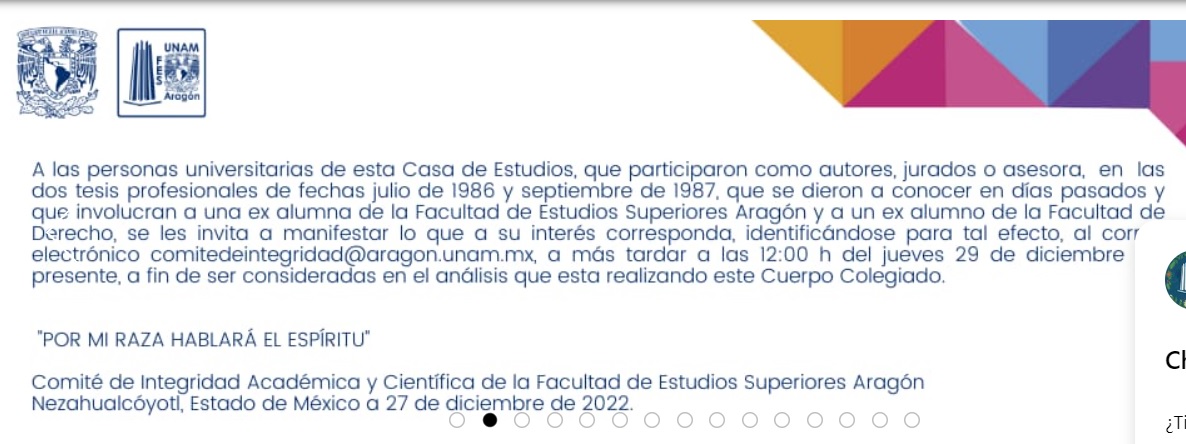 La FES Aragón citó a Yasmín Esquivel (Captura de pantalla)