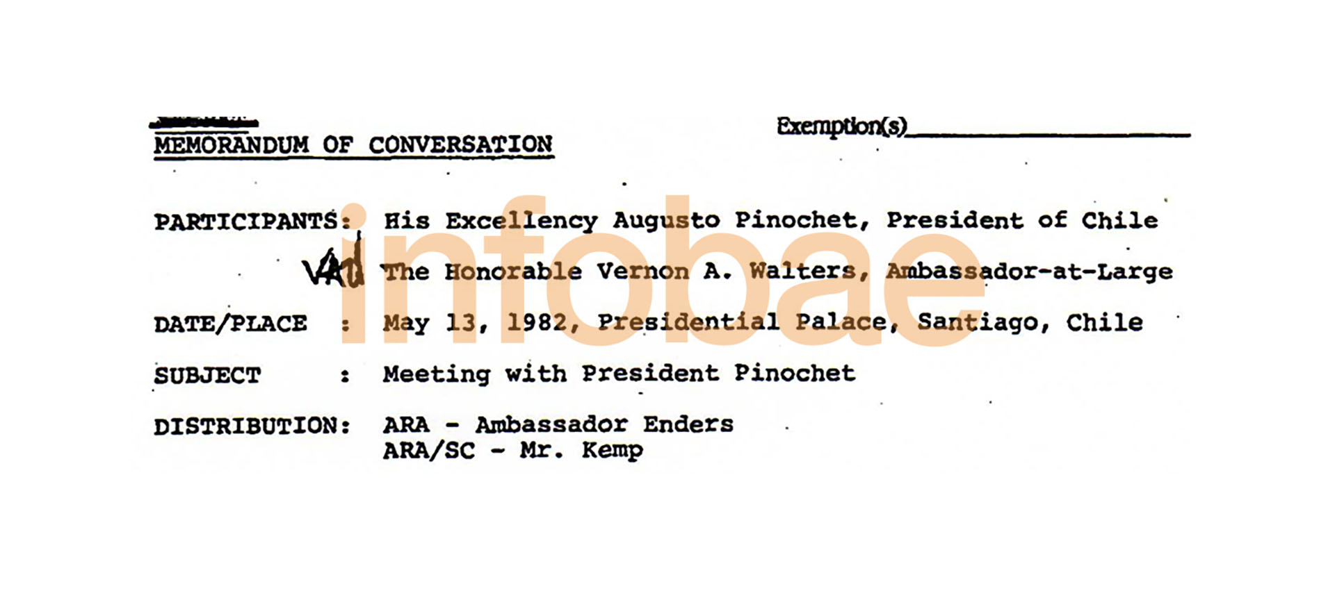 El Memorandum sobre la reunión con Pinochet