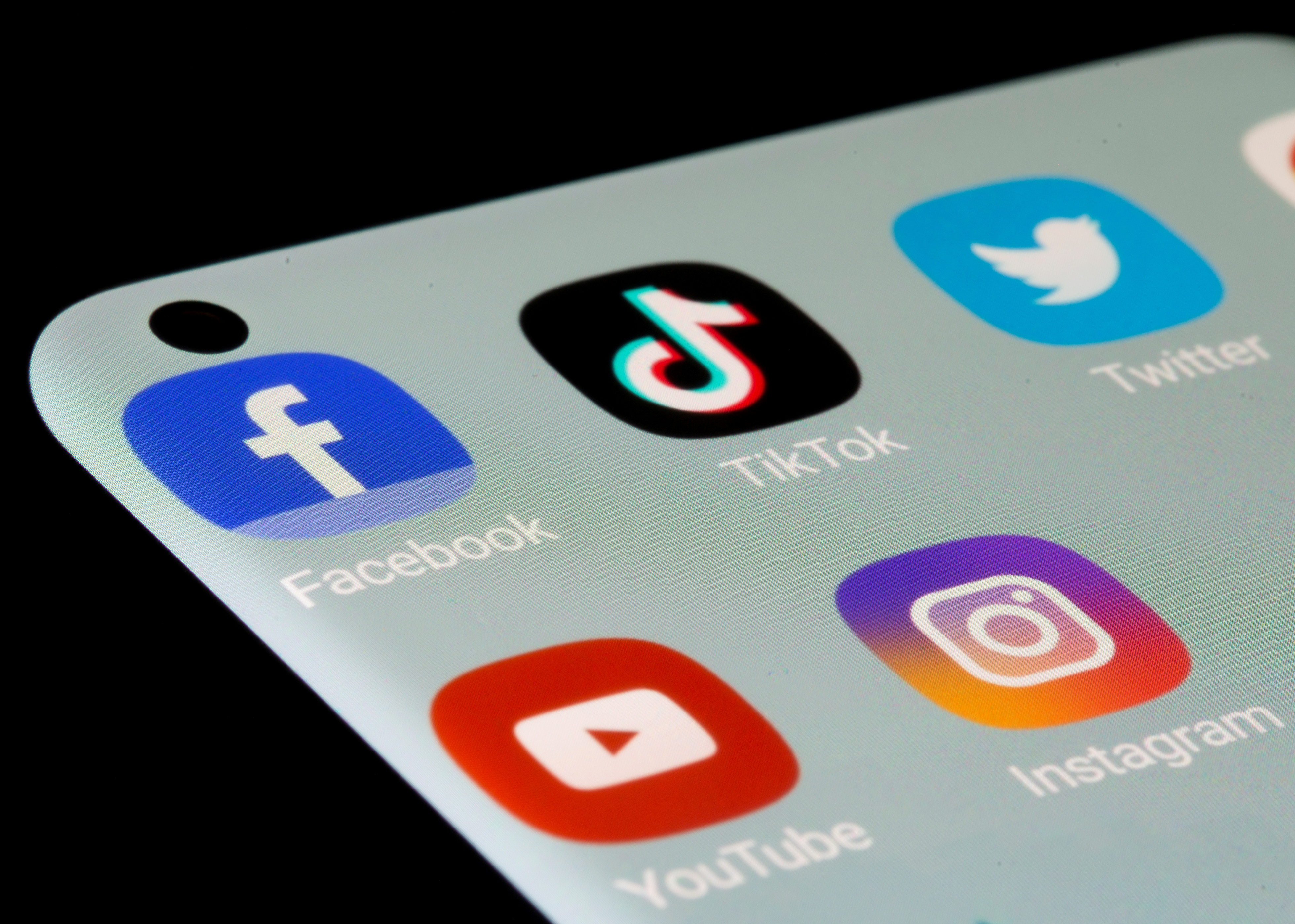 Las aplicaciones Facebook, TikTok, Twitter, YouTube e Instagram se ven en un smartphone (REUTERS/Dado Ruvic)