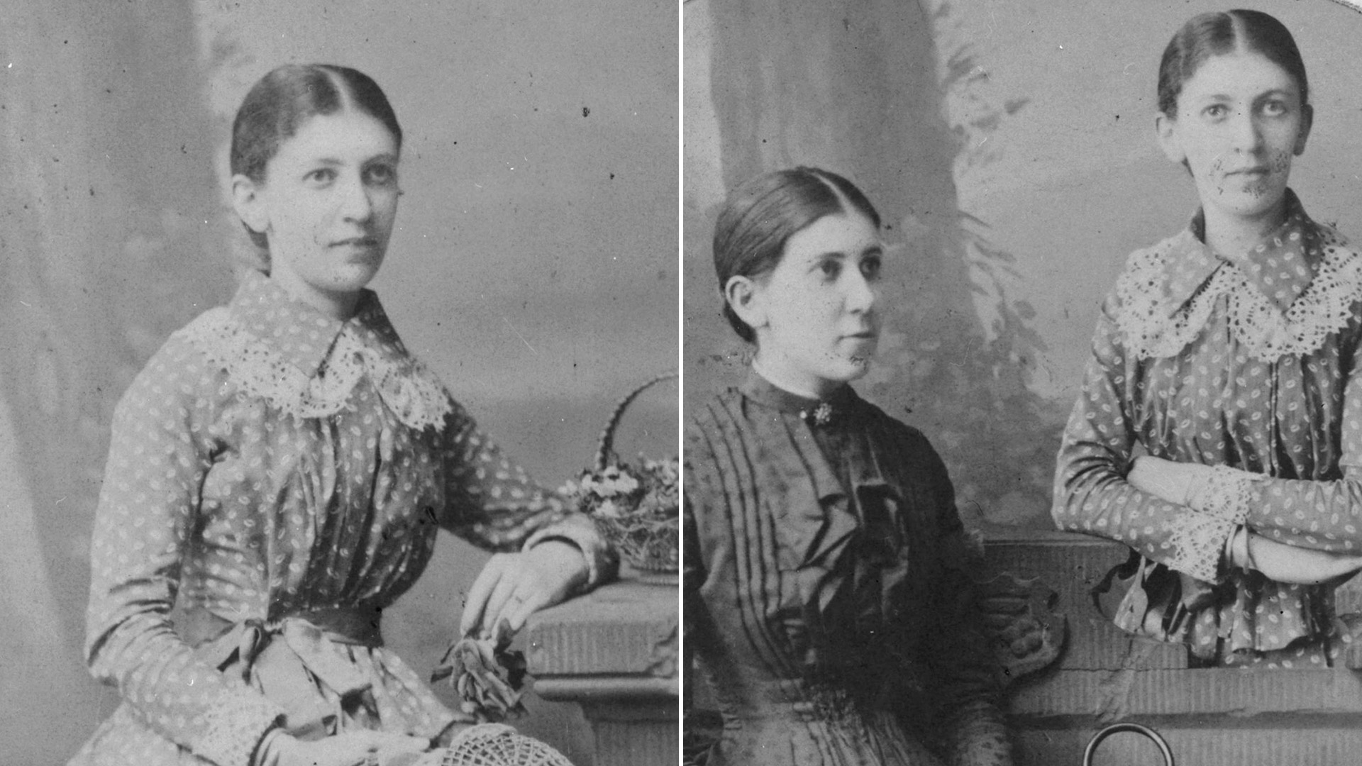 Dos rtetratos de las hermanas Bernays: Martha posa sola (a la izquierda) y luego junto a su hermana Minna, quien fue amante de Freud (Grosby Group)