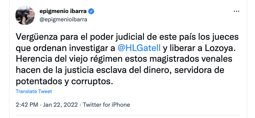 "Vergüenza para el poder judicial de este país", expresó Ibarra al comparar las resoluciones para López-Gatell y Lozoya Austin. (Foto: Captura de pantalla / Twitter @epigmenioibarra)