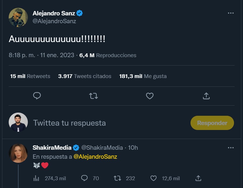 Alejandro Sanz apoyó a su amiga tras el lanzamiento de su canción. (Captura Twitter)