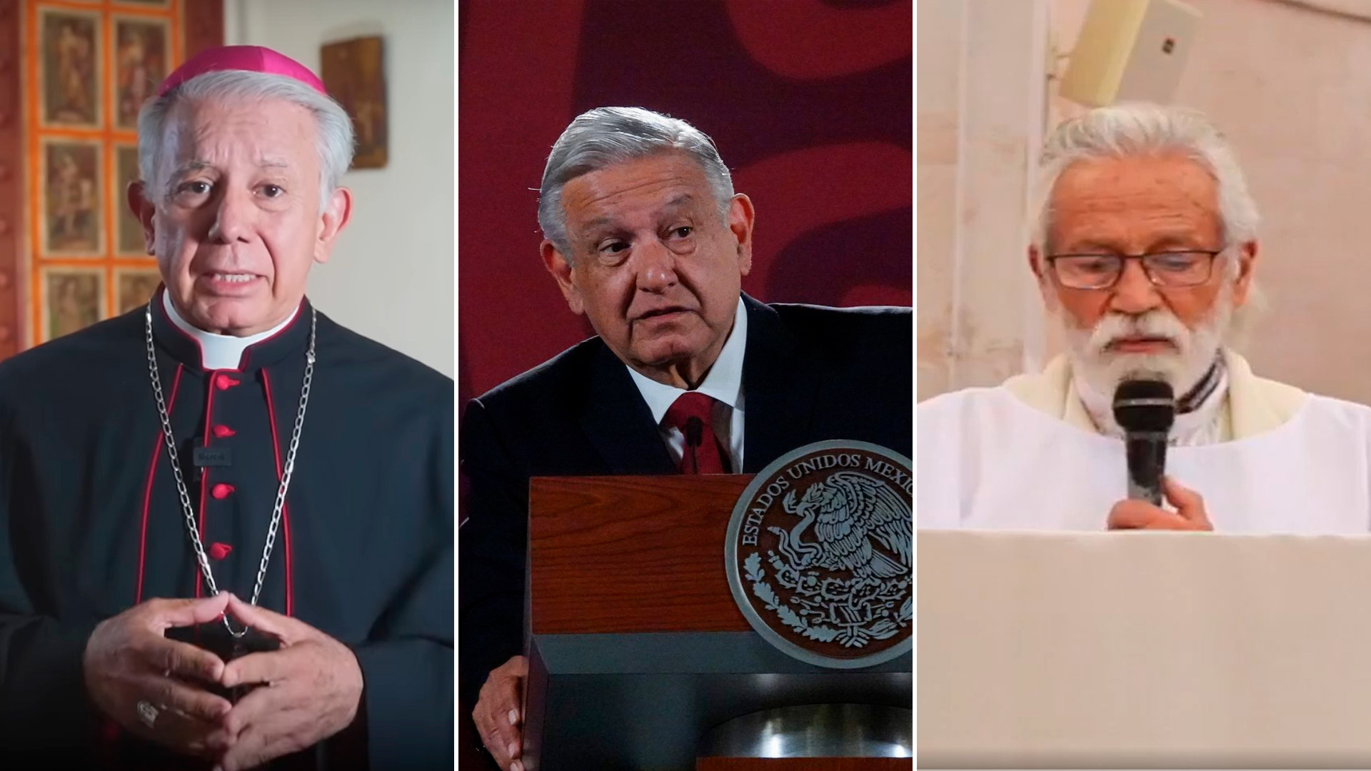 (Fotos: Youtube: Conferencia Del Episcopado Mexicano / Cuartoscuro: Galo Cañas / Captura Facebook: Cristo en Cabina. Frecuencia Católica)

