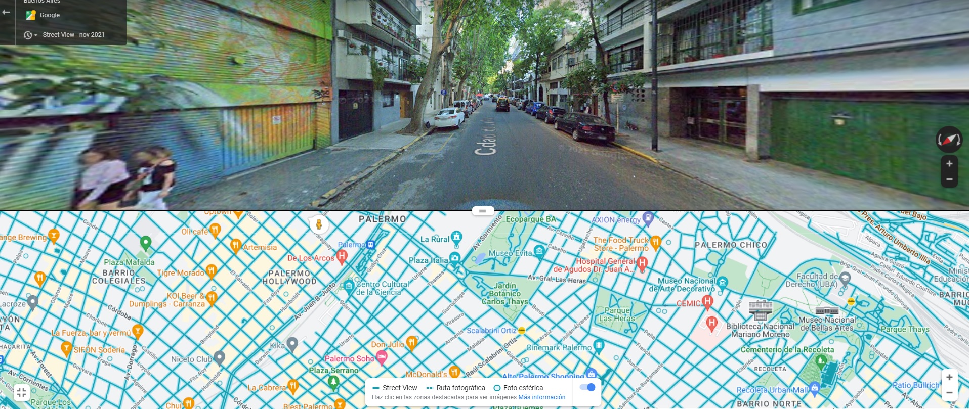 Desde el navegador se puede activar la opción Street View en Google Maps