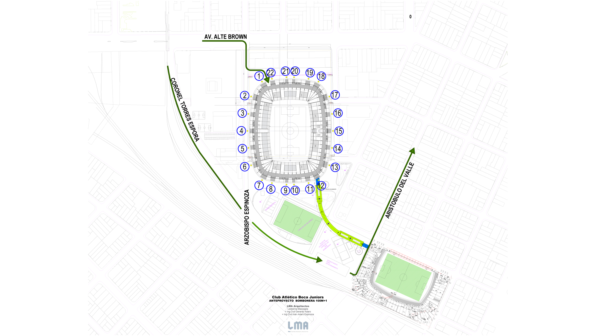 El nuevo estadio estaría conectado con una arteria hacia la actual Bombonera.