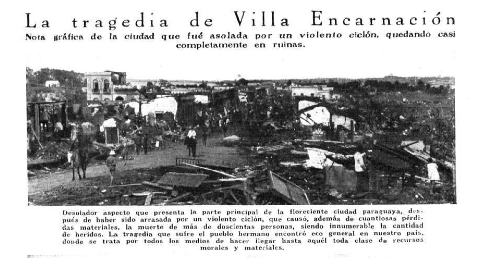 Tornado en Encarnación, 1926. Foto: Archivo - Gentileza.