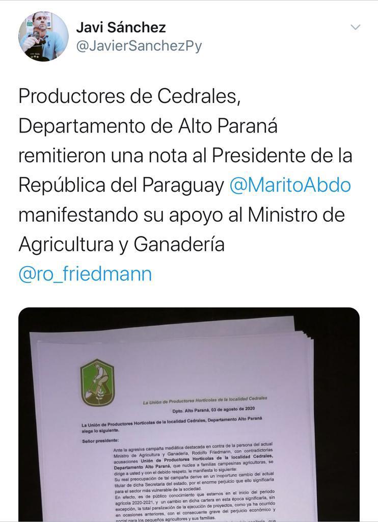 El ex periodista de Abc y actual director de Comunicaciones del MAG utilizó sus redes para subir las notas fraguadas.