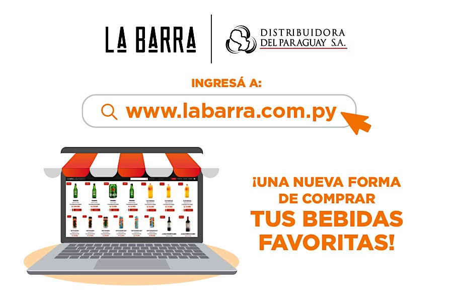 Con solo registrarse en www.labarra.com.py, los clientes podrán comprar cervezas, vinos, gaseosas, agua.FOTO:GENTILEZA