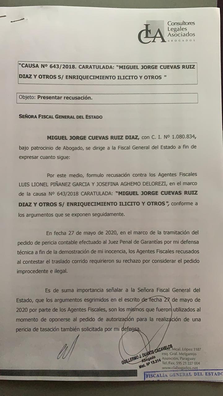 La Nación / Miguel Cuevas recusa a fiscales “por violación del principio de  objetividad”