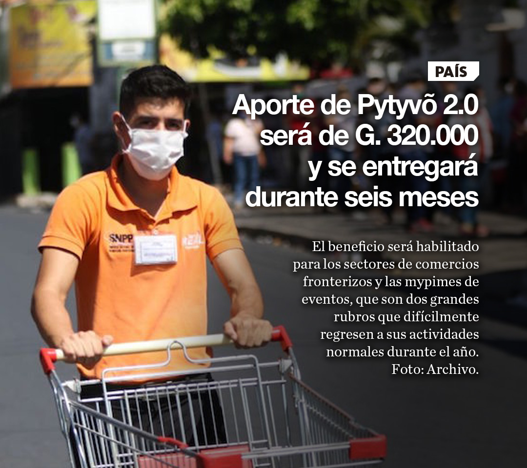 Aporte de Pytyvõ 2.0 será de G. 320.000 y se entregará durante seis meses