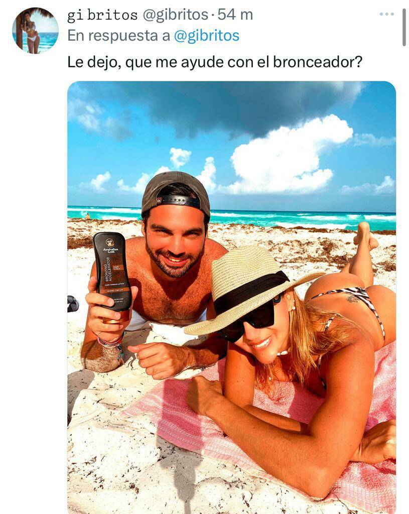 A punto de pasarle ya el bronceador.