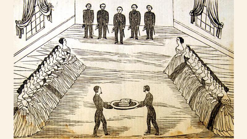 Entrega oficial del "Libro de Oro" al vicepresidente Francisco Sánchez en setiembre de 1867. Foto: periódico El Centinela.