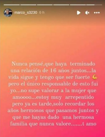 Lazaga y su publicación en Instagram. (FOTO: @marco_s3230)